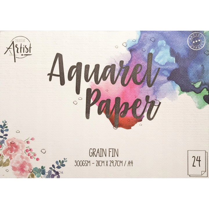 Bloc de acuarela Creative Artist, A4, 24 coli, 300g, alb 29,7x21x1cm