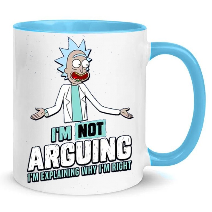 Керамична чаша Рик и Морти, 330 мл, бяло-синя, забавен дизайн