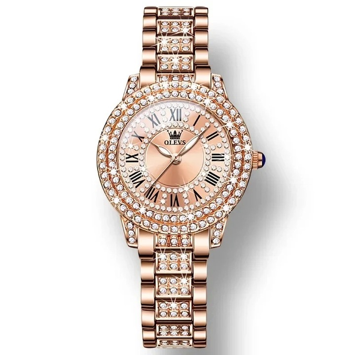 Ceas de dama Olevs Elegant Mecanism Quartz Casual Fashion Auriu