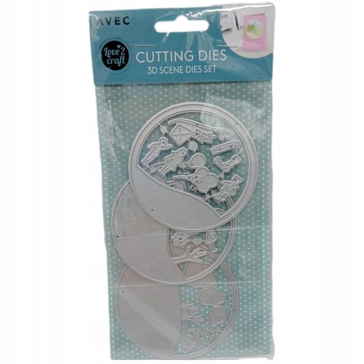 Set de matrite de taiere 3D, AVEC, 3 modele, diametru 8cm, pentru proiecte de artizanat