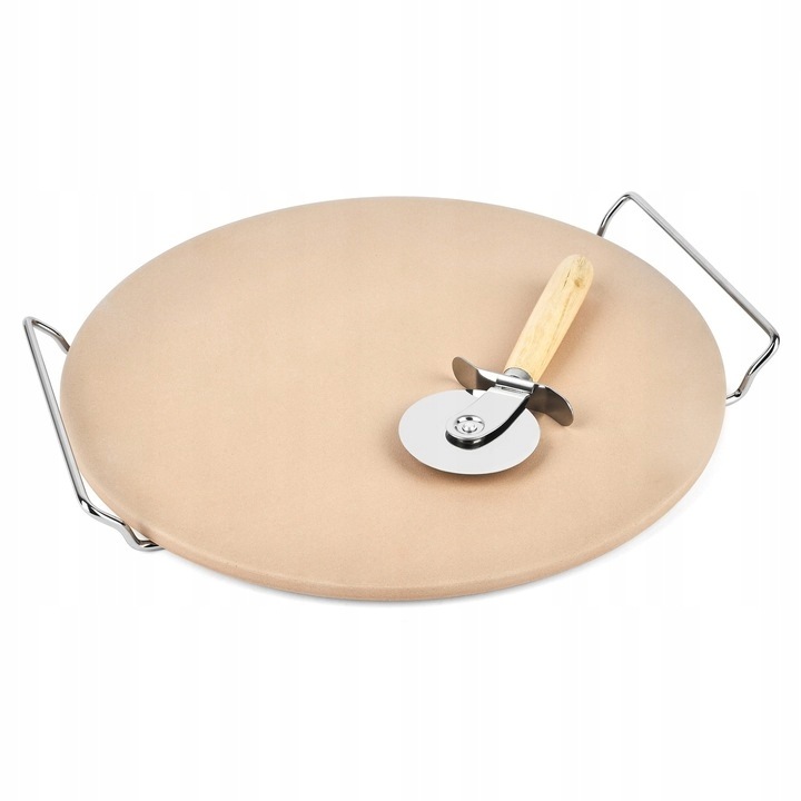 Тава за печене на пица CARDSPLITTER, Стойка и нож, 33 см, Бял