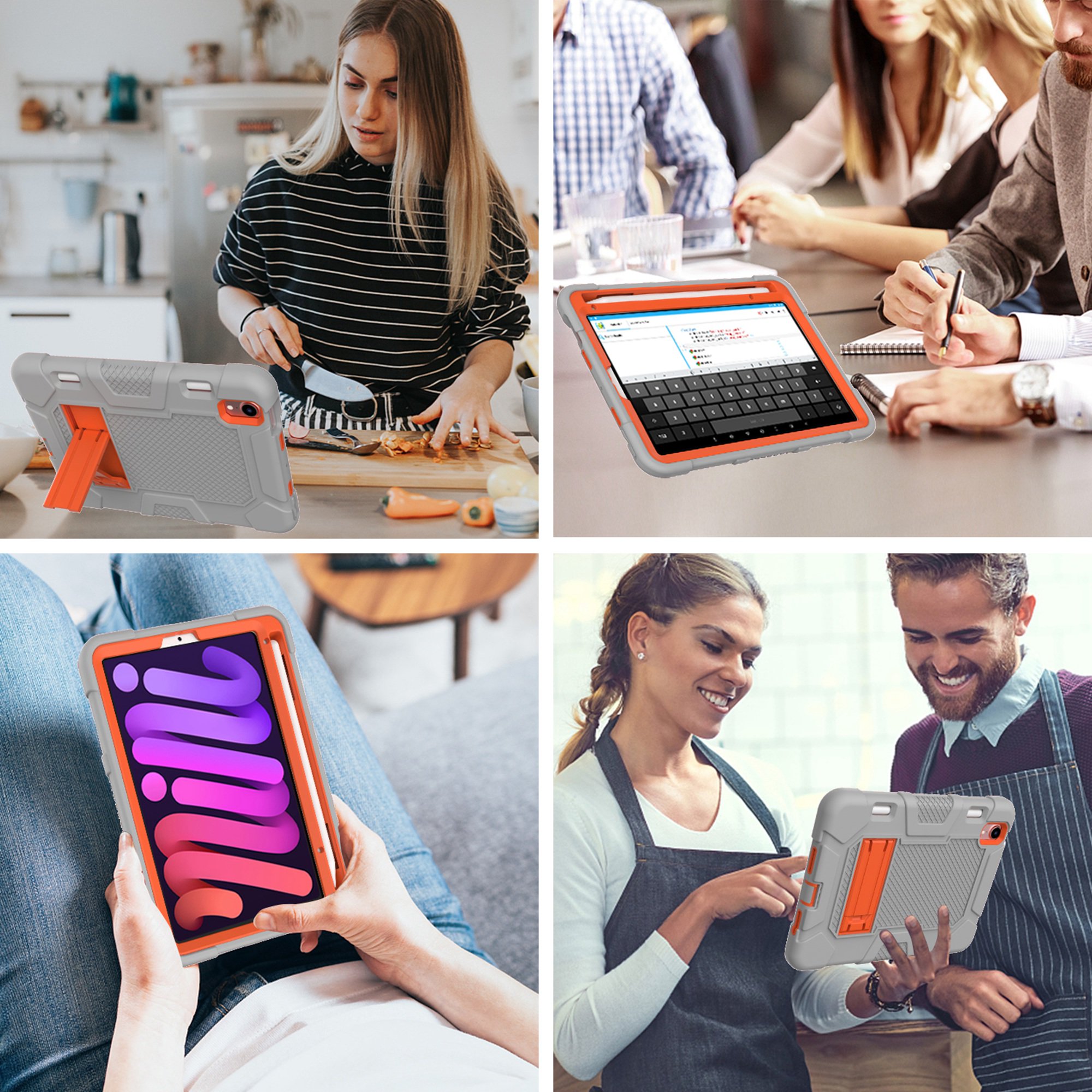Husa pentru iPad Mini 6 8,3", cu suport si suport pentru stilou, gri