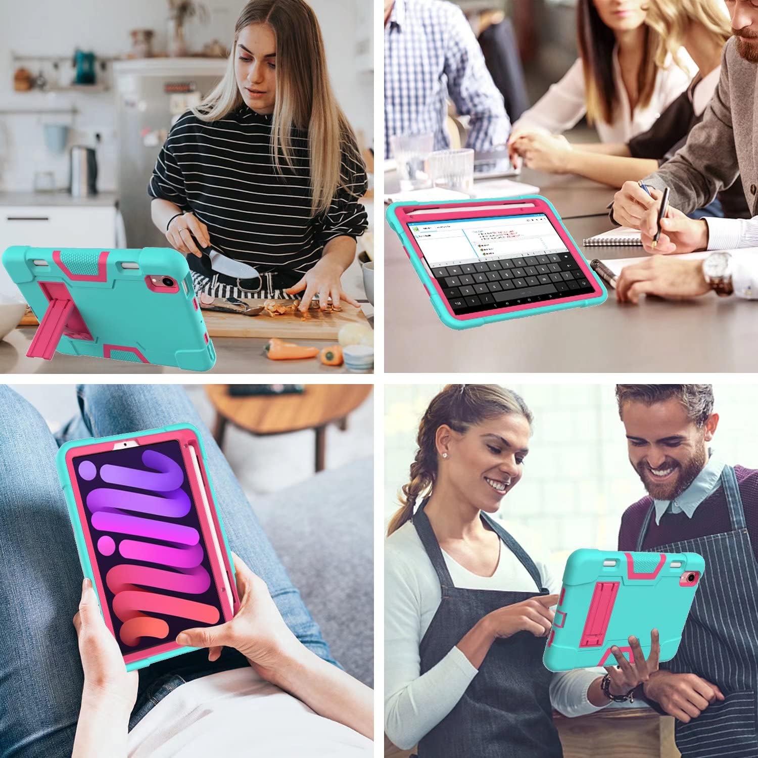 Husa tableta, TPU, pentru iPad Mini 6 8.3” verde/roz