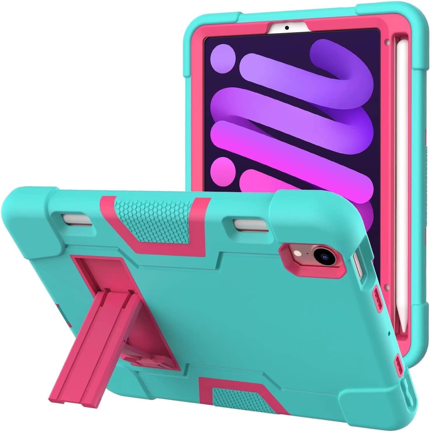 Husa tableta, TPU, pentru iPad Mini 6 8.3” verde/roz