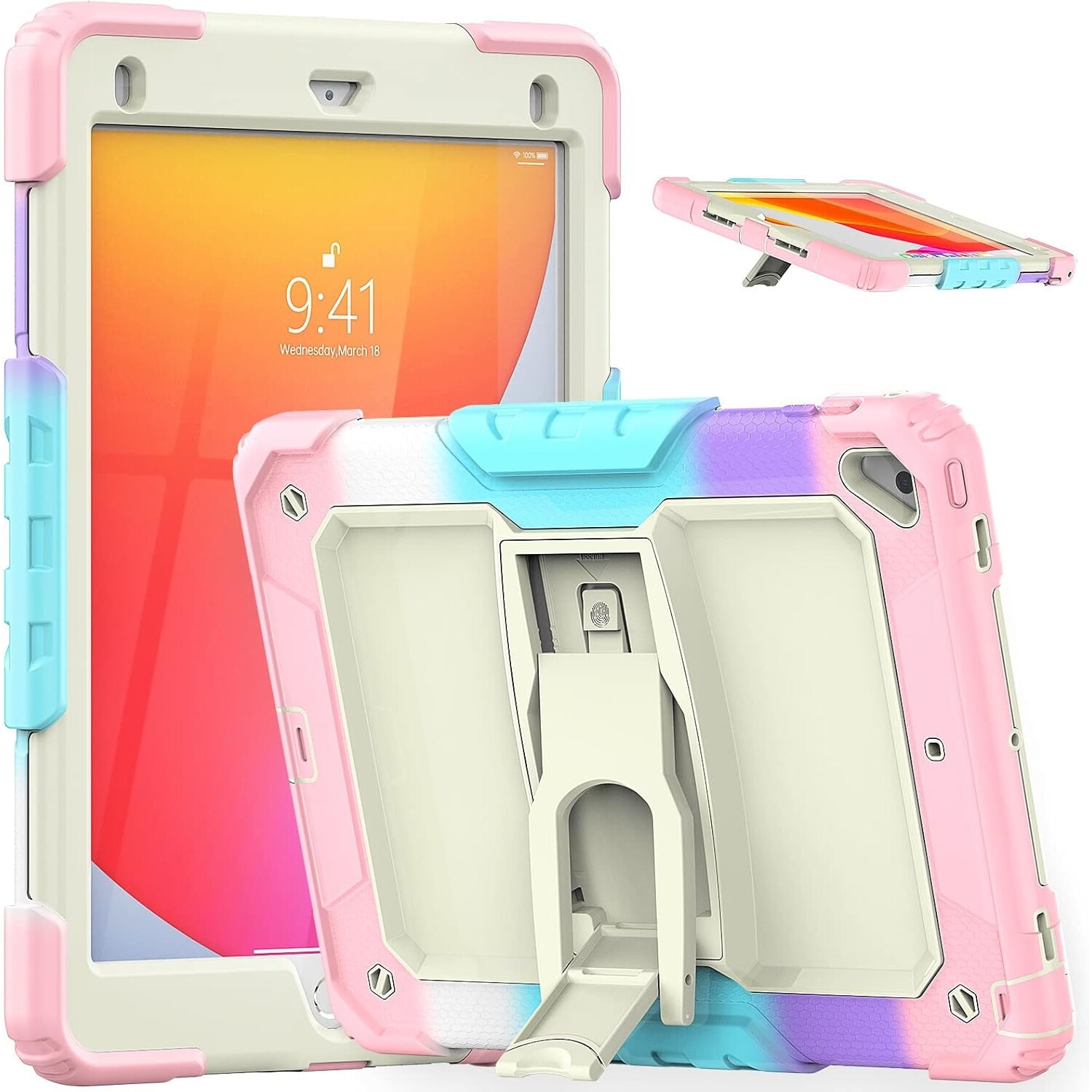 Husa pentru iPad 9/8/7 10.2”, cu suport si suport pentru stylus, multicolor