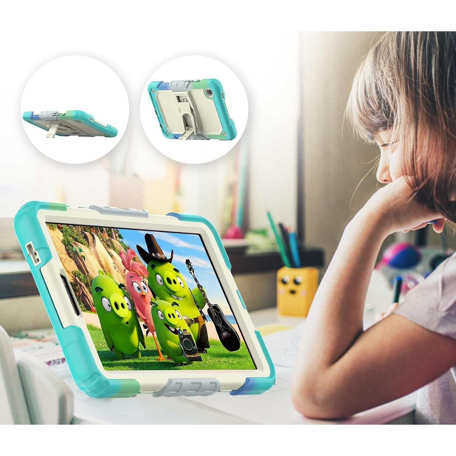 Husa Samsung Tab A7 de 10,4 inchi, cu suport si curea de umar, multicolor