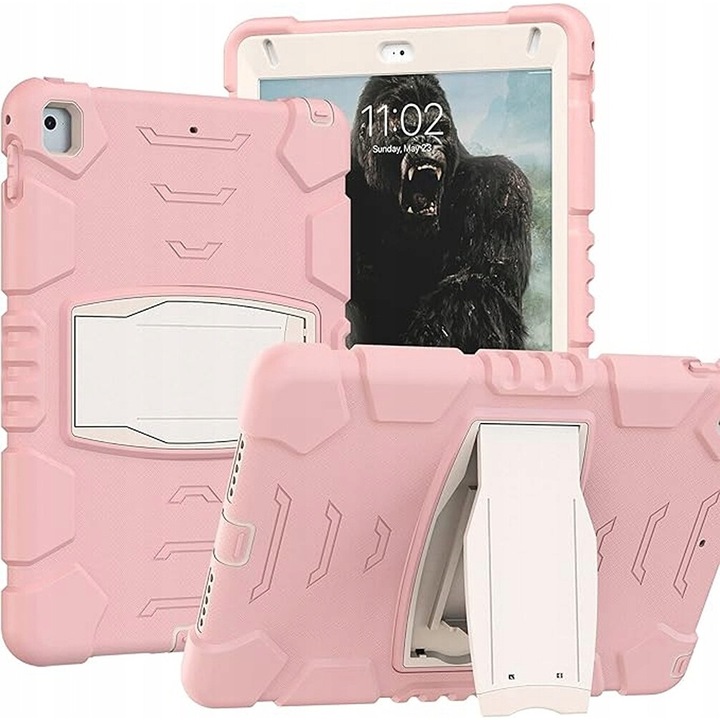 Кейс за iPad 6 9.7", брониран със стойка, розов