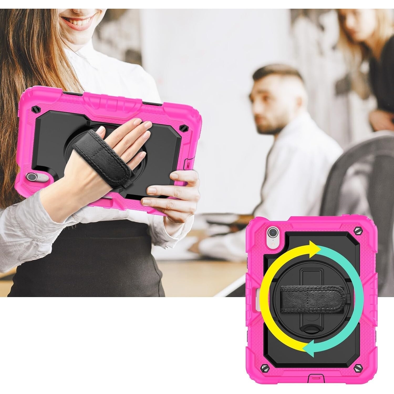 Husa pentru iPad Mini 6 8,3", cu suport si curea de umar, roz