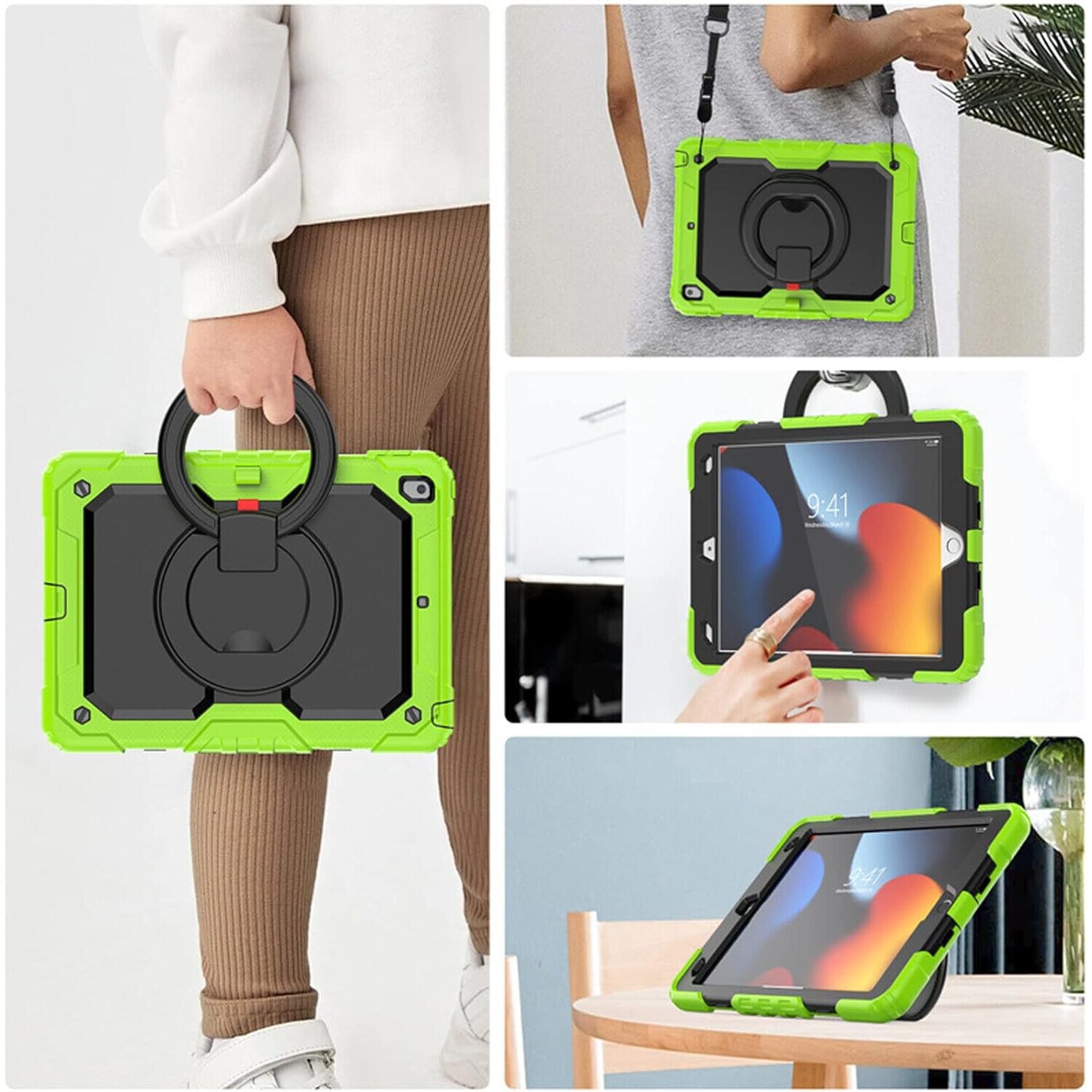 Husa blindata Samsung Galaxy Tab A7, cu suport rotativ, verde