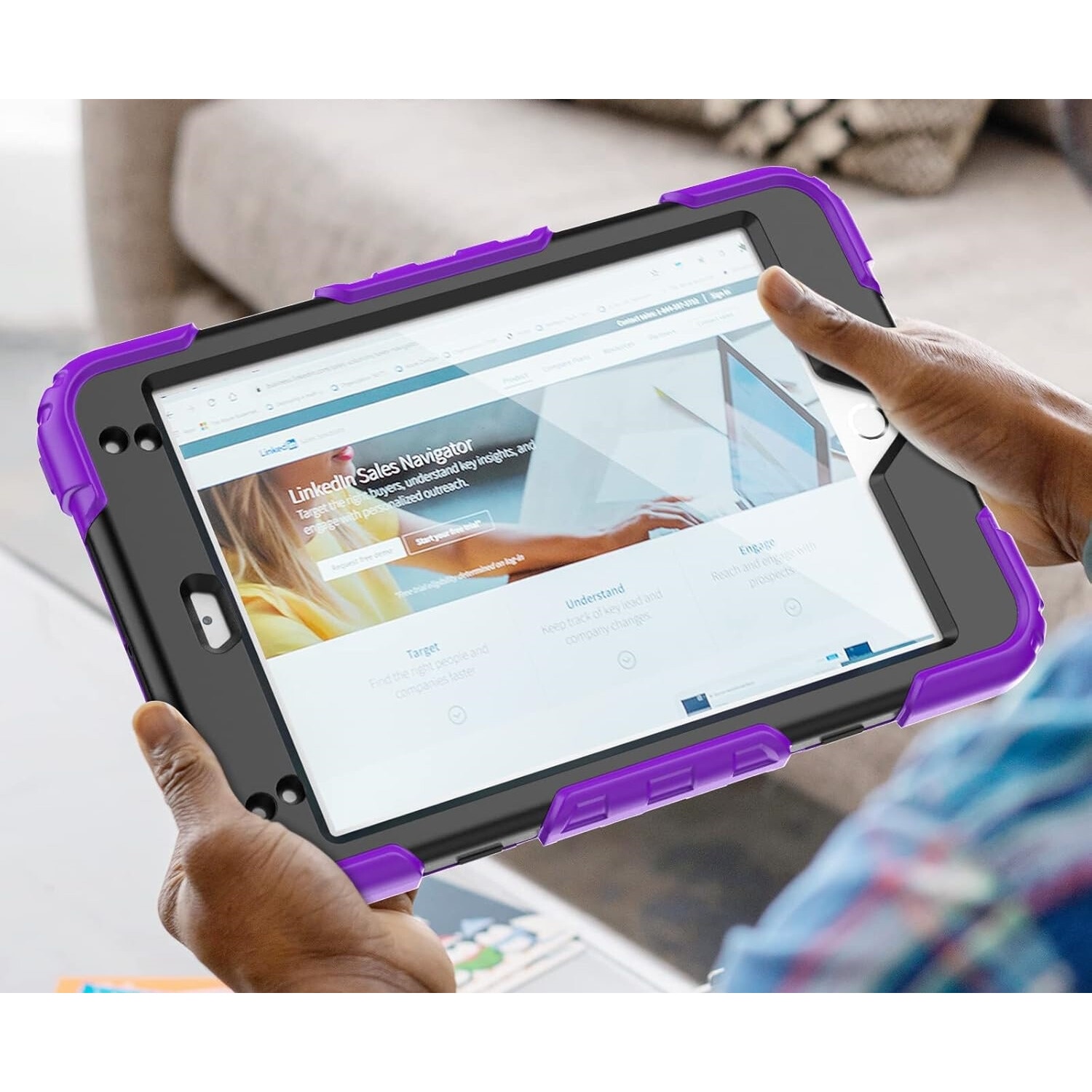 Husa Samsung Galaxy Tab A8, de 10,5 inchi, curea de umar, violet