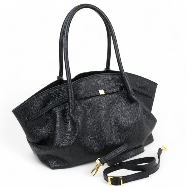 Moranti Adele kézitáska, valódi bőr, fekete, 1 zsebes, időtálló dizájn