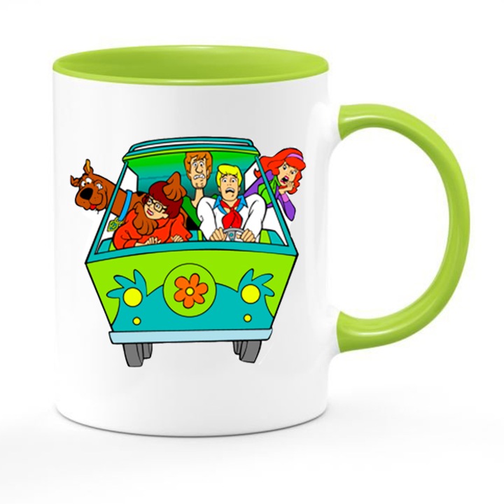 Cana Scooby Doo, 330ml, alb-verde, ceramica, Chn
