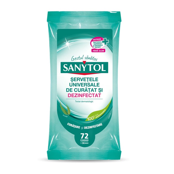 Pachet 3 X Servetele umede Dezinfectante Sanytol 72buc
