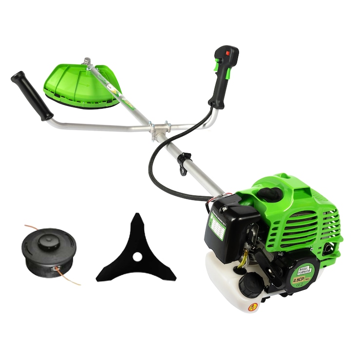 Motocoasa Micul Fermier 2.5CP, 52CC, motor benzina 2T, pornire rapida, 3 accesorii, tija 28mm