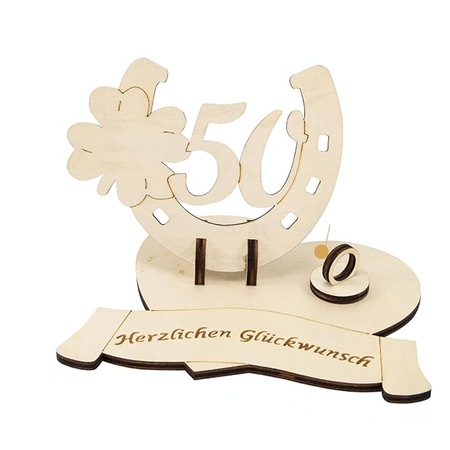 Decorațiune personalizabilă din lemn pentru aniversarea de 50 de ani