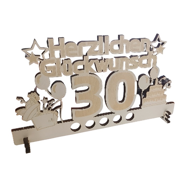Cadou personalizat, decoratiune aniversara din lemn, 30 de ani