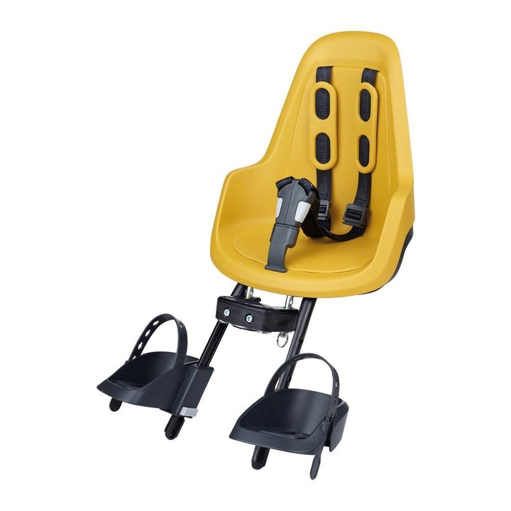 Scaun copii bicicleta Bobike MINI ONE®, 9 luni - 3 ani, greutate maxima suportata 15 kg, galben mustar, 26x38x63cm
