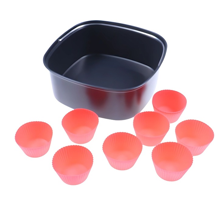 Tava de copt si 7 forme briose e-SWC® pentru friteuza Philips AirFryer XXL, echivalent cu 882995600270 / HD9956/00