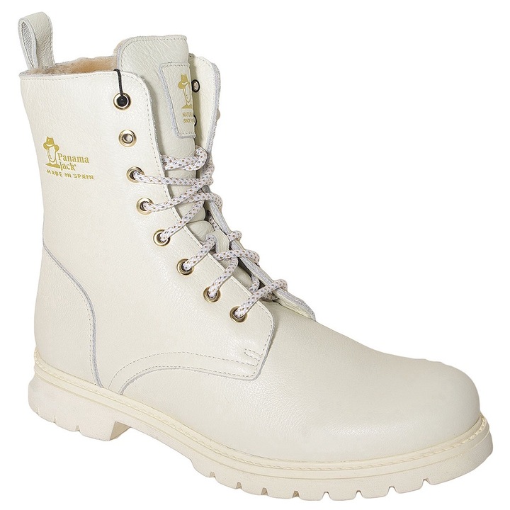 Botine dama Panama Jack, impermeabile, piele de oaie, alb