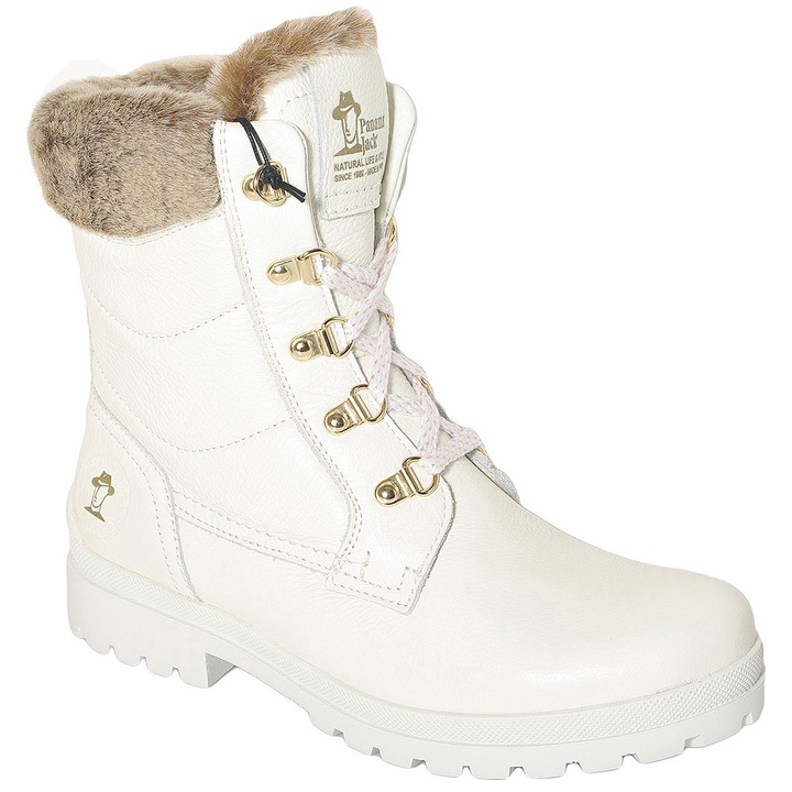 Botine dama Panama Jack, impermeabile, piele naturala, alb