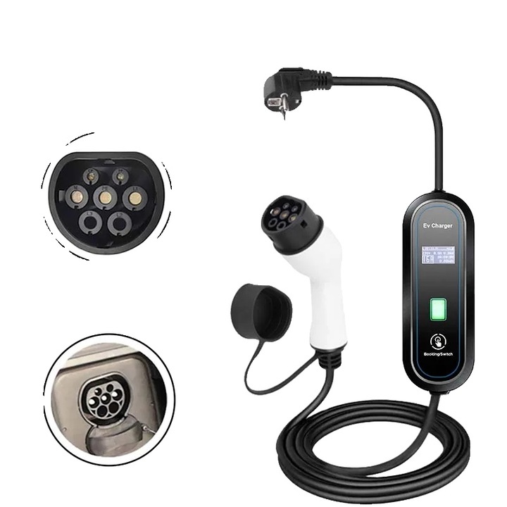 Incarcator portabil pentru vehicule electrice, 16A, design rezistent la intemperii IP66, 3.5kW, cablu de 3.5m, tip 2