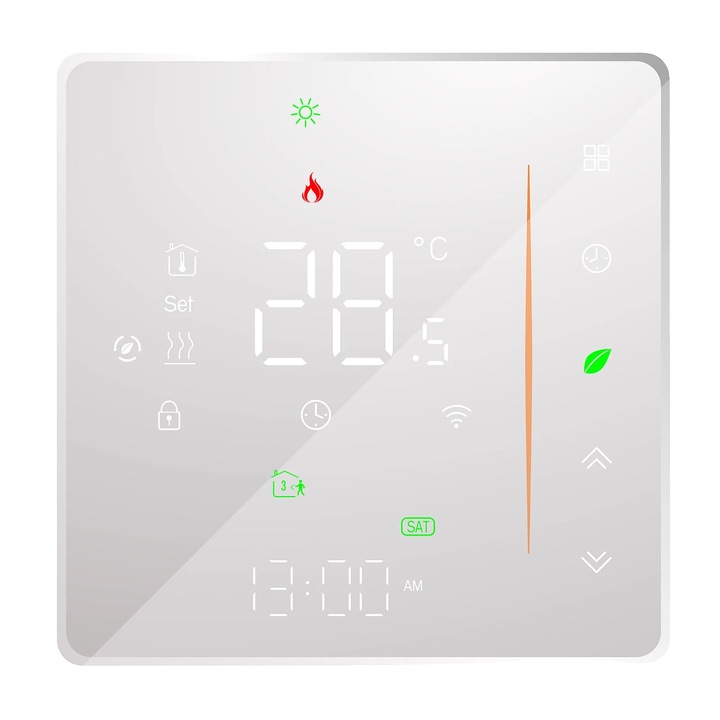 Termostat WiFi Smart, incalzire prin apa, control de la distanta, 5A, 5-35°C, montare pe perete