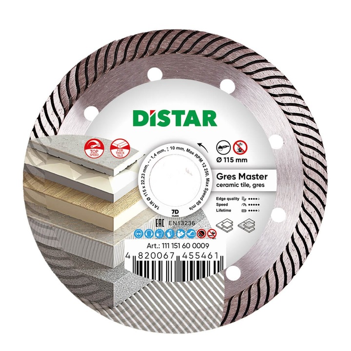 Disc diamantat Gres Master, 115mm, 1.4mm, pentru gresie, ceramica
