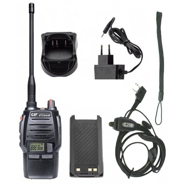 Радиостанция CRT P7 PMR 466, 8 канала, функция VOX, LCD подсветка, 100x56x30mm, слушалки