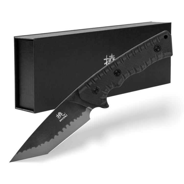 Cutit tactic Shiori Heishi, full-tang, otel 10Cr15CoMov, maner G10, compatibil cu sistemul MOLLE