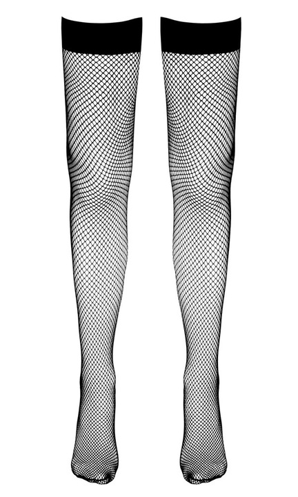 Ciorapi de Cottelli, negri, plasa, cu benzi anti-alunecare, Negru, XL