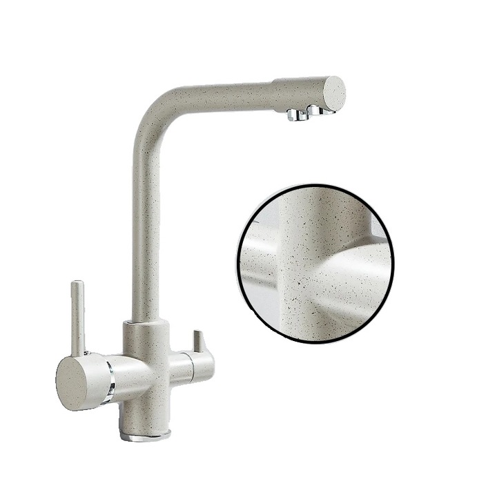 Szűrő szaniter csaptelep, sárgaréz szerkezet, kétkaros vezérlés, bézs pöttyös