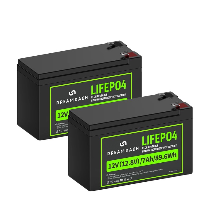Комплект LiFePO4 батерии 12.8V 7Ah със BMS защита, 2 броя