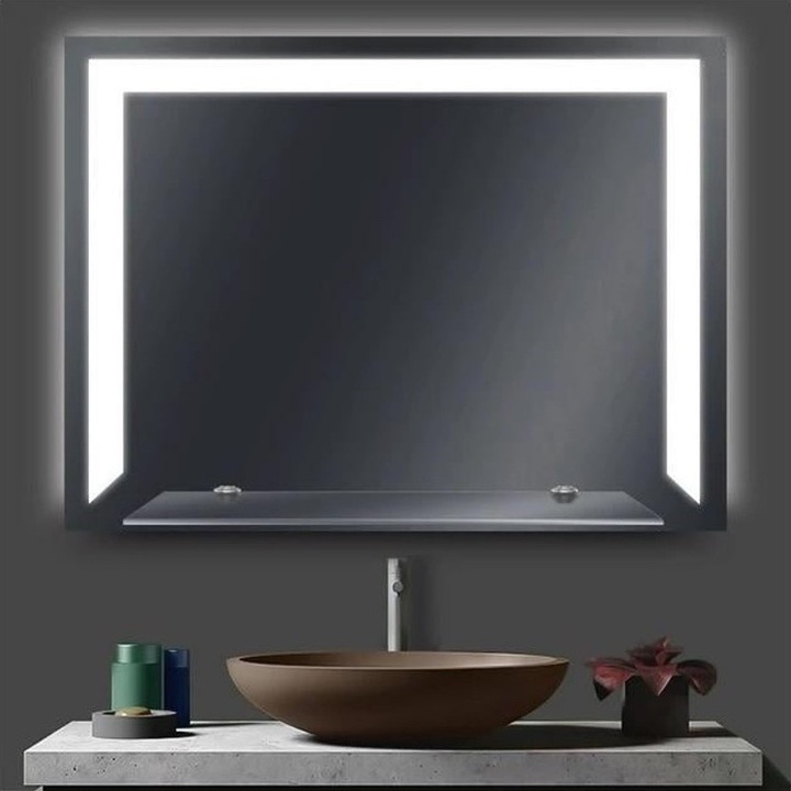 Огледало за баня LED осветление LM Void Lume, ел.отопление, рафт, 500×700mm