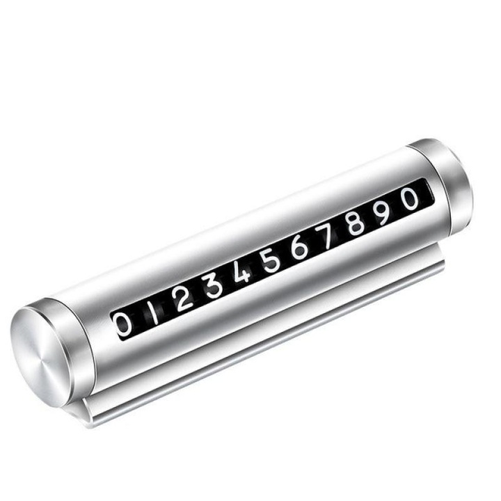 Suport auto pentru parcare temporara, numar telefon, argintiu, 10.7x20cm