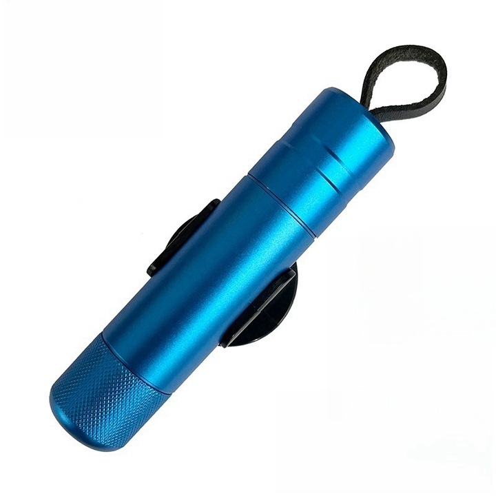 Предпазен чук за кола 2 в 1, нож за колан, авариен, син