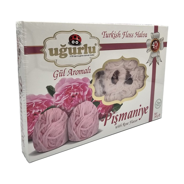 Vata de zahar traditional turcesc, Pismaniye, 240 gr - Trandafir