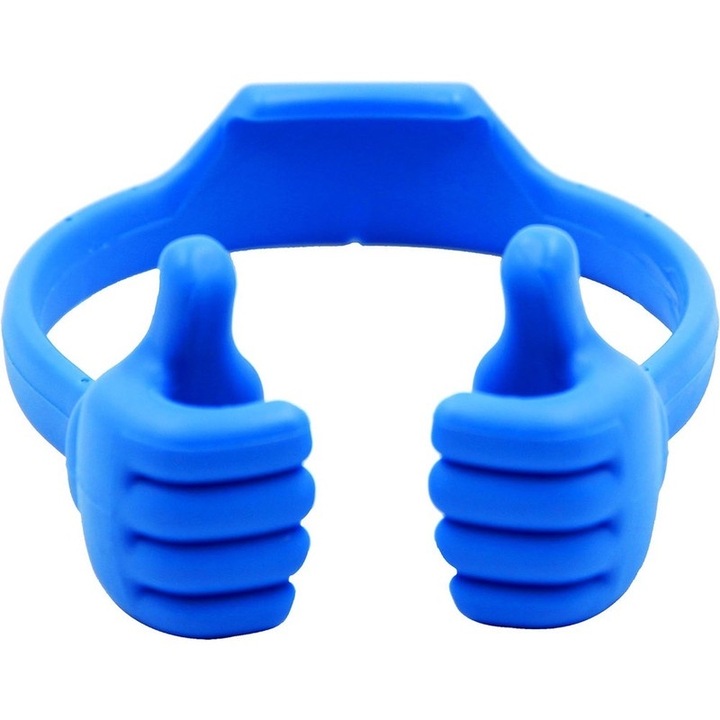 Ronyes mobiltelefon tartó, hüvelykujj felfelé tartó kivitel, állítható, kék, 11,5x9,5x4,5 cm