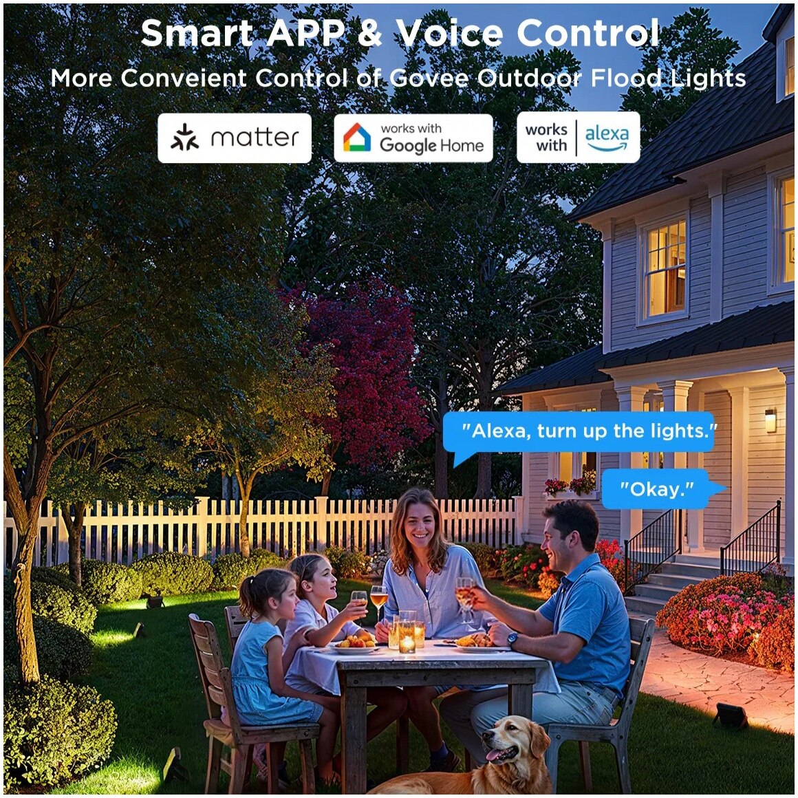 Set 4 proiectoare LED RGBICWW inteligente pentru exterior Govee