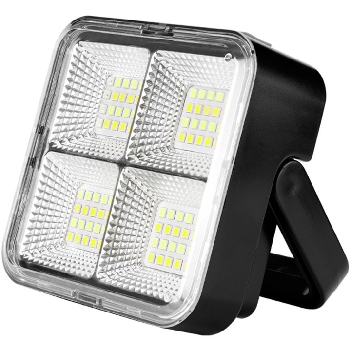 LED фенер Superfire FS38 със соларен панел, За къмпинг, 16W, 600 lm, USB зареждане, 18650×2/3000mAh батерия, 4 режима на светене, Магнитна стойка, IP54