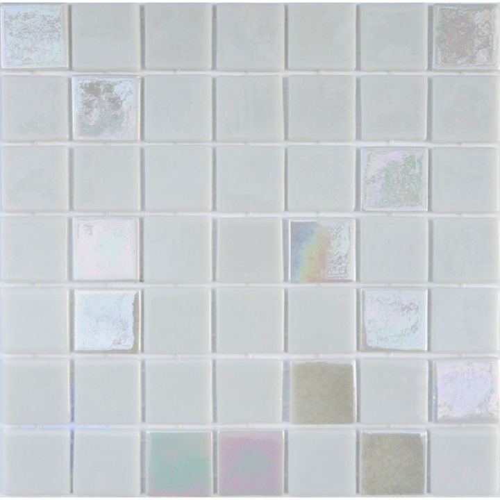 Mozaic de sticla alb, Maxi gigant, 50x50 mm, DC-R Virgo Maxi Dimensiune foii: 365x365mm