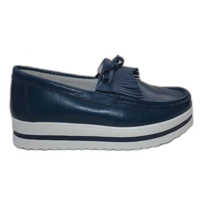 Pantofi clasici, tip mocasini, D&J Exclusive, Albastru marin