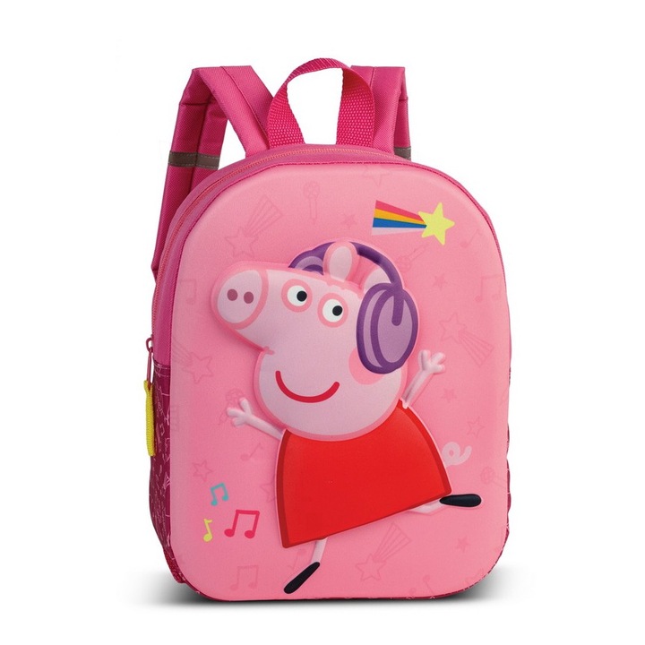 Rucsac copii Fabrizio Peppa Pig 3D F20682, 29x23x10 cm, poliester, roz