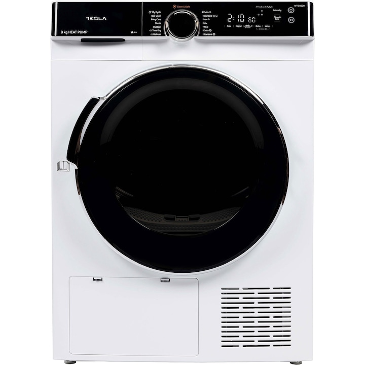 Uscator de rufe Tesla WT8H92M, 8kg, Clasa A++Pompa caldura, Inverter, Antisifonare, 16 prog, Alb