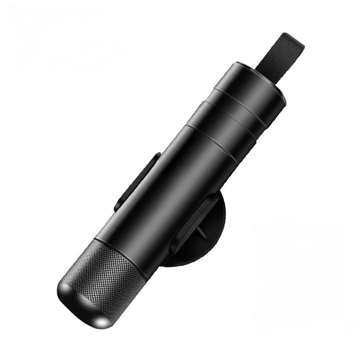 Предпазен чук за кола 2 в 1, нож за колан, авариен, черен