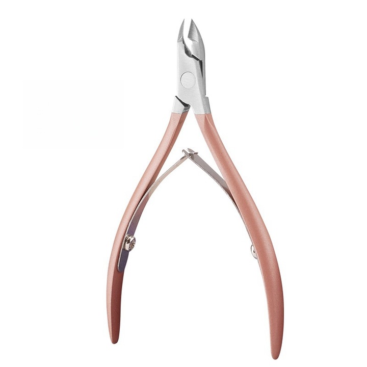 Cleste profesional pentru unghii si cuticule, roz aurie, 10.5x6cm