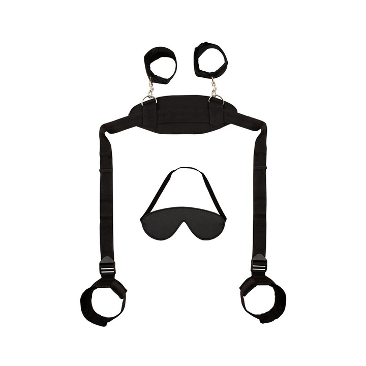 Bad Kitty kötöző heveder, csukló, boka, nyak, fekete