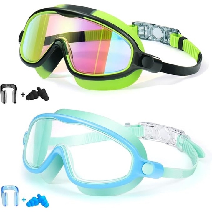 Ochelari de inot JOGVELO, set 2 bucati, anti-aburire, protectie UV, pentru copii