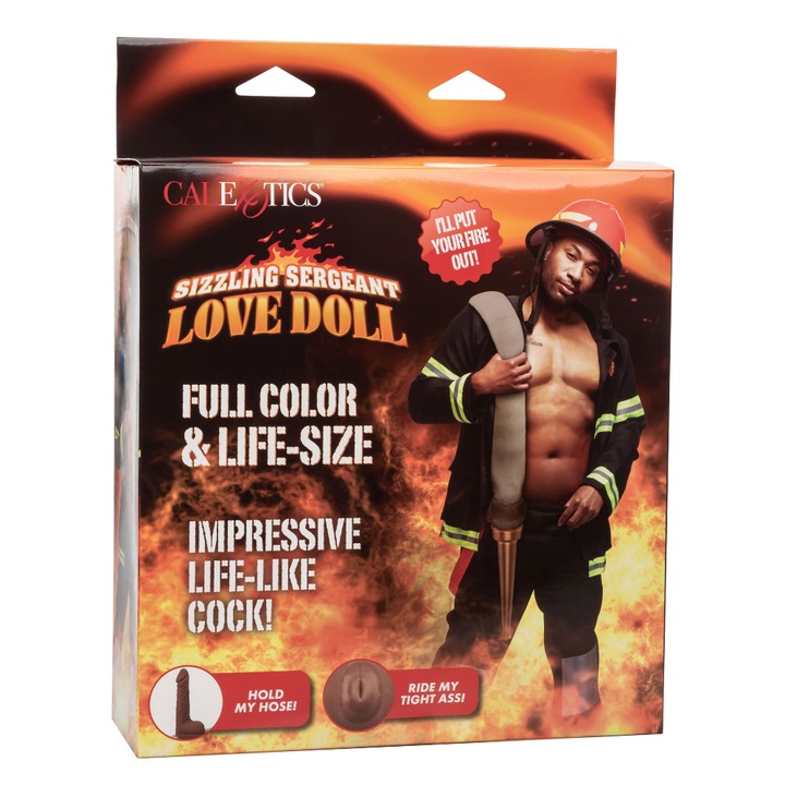 CalExotics Sizzling Sergeant Szexbaba, 2 lyuk, PVC, barna/meztelen