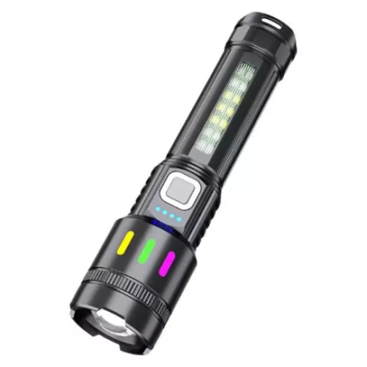 LED фенерче с увеличение, 2 COB проектора, цифрово, USB презареждаемо, ABS, 300lm, 800mAh батерия, Vision XXI