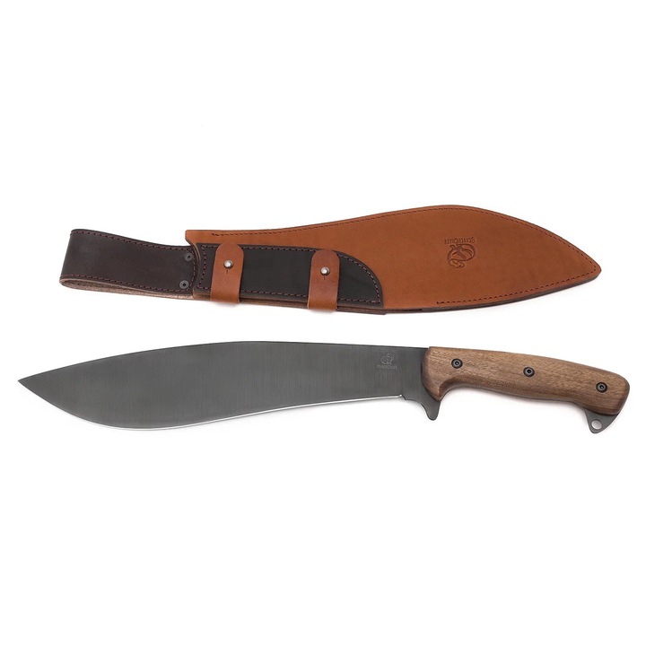 Macetă Kukri, BeaverCraft, teacă din piele, oțel carbon 1066, 43.5 cm
